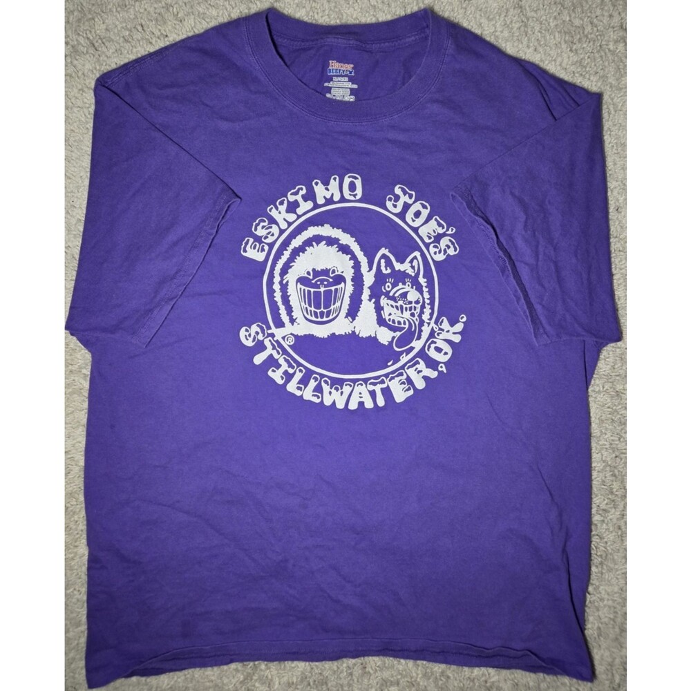 Eskimo Joe’s Stillwater OK Graphic T-Shirt Purple XL Hanes Beefy-T